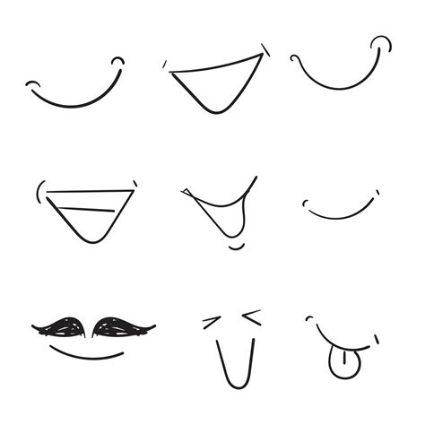 hand drawn doodle cartoon smile collection icon isolated 4926889 Vector ...