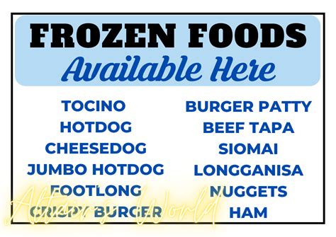 FROZEN FOOD SIGNAGE / FROZEN FOODS AVAILABLE HERE LIST / FROZEN ...