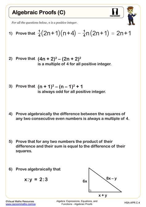 Algebraic Proofs (C) Worksheet | PDF Printable Algebra Worksheet