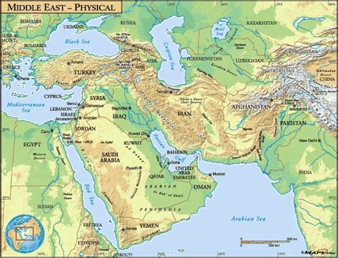 Middle East Physical Geography Map | Ancient near east, Asia map, Bible land