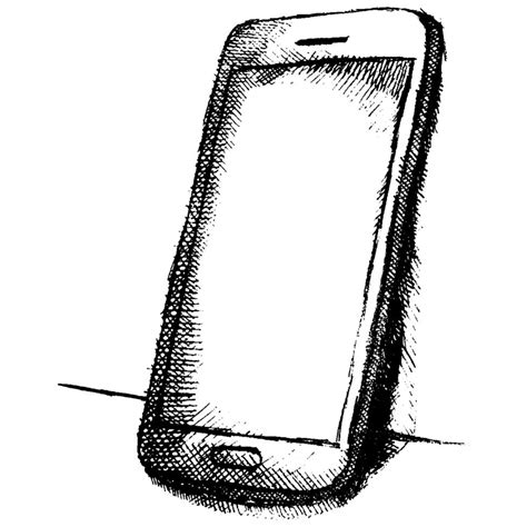 Hand drawn sketch of mobile phone with shadow 1631489 Vector Art at Vecteezy
