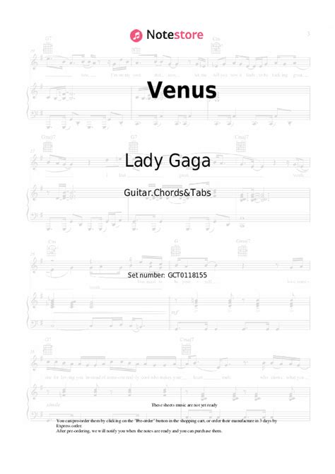 Lady Gaga - Venus guitar chords and tabs in Note-Store.com | Guitar ...