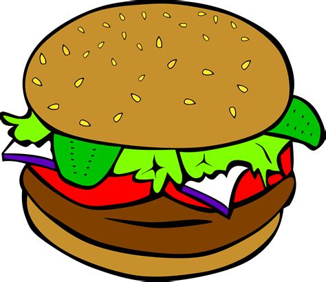 Clipart - Fast Food, Lunch-Dinner, Hamburger no cheese