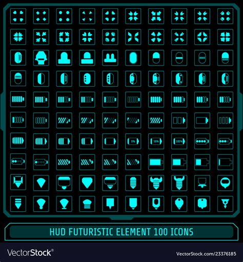 Hud fututistic collection icons element set green Vector Image