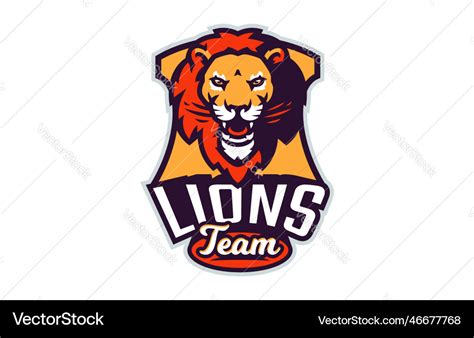 Sports logo with lion mascot colorful sport Vector Image