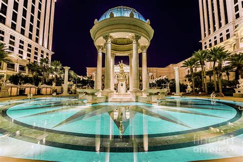 Caesars Palace Temple Pool at Night Photograph by Aloha Art