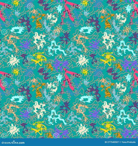 Seamless Abstract Unique Pattern with Cartoon Simple Colorful Elements ...