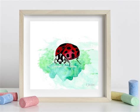 Ladybug Watercolor Art Print Modern Insect Art Living Room | Etsy