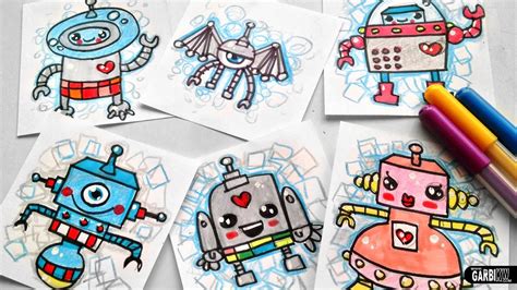 How To Draw Cute Robots - Easy and Kawaii Drawings by Garbi KW - YouTube