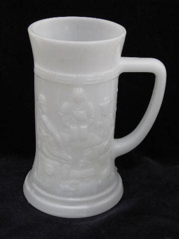 12 vintage milk white glass cider mugs / beer steins