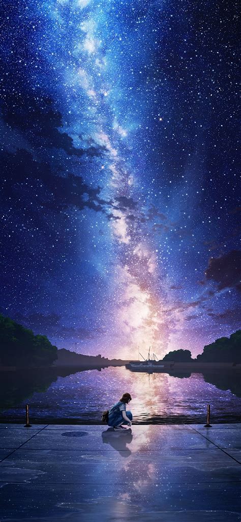 Anime Landscape, Stars, Night, Scenic - Anime Scenic Wallpaper Android ...