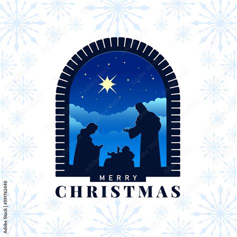 Merry christmas - the birth of jesus banner with Nativity of Jesus ...