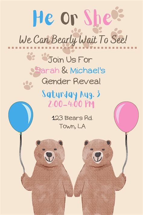 We Can Bearly Wait Gender Reveal Invitation - Etsy