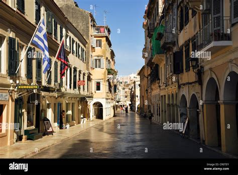 Corfu town in the old town area, Corfu, Greece Stock Photo - Alamy