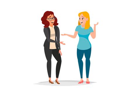 Talking Women Vector. Laughing Friends, Office Colleagues. Communicating Girls. Business Person ...