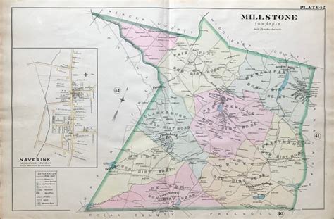 Millstone Township Map Original 1889 Monmouth County Atlas - Etsy