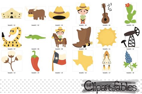 Cute TEXAS STATE clipart, Texas symbols By clipartfables | TheHungryJPEG