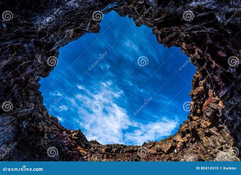 Large Opening Indian Tunnel Lava Tubes Cave Stock Photo - Image of craters, cave: 80414310