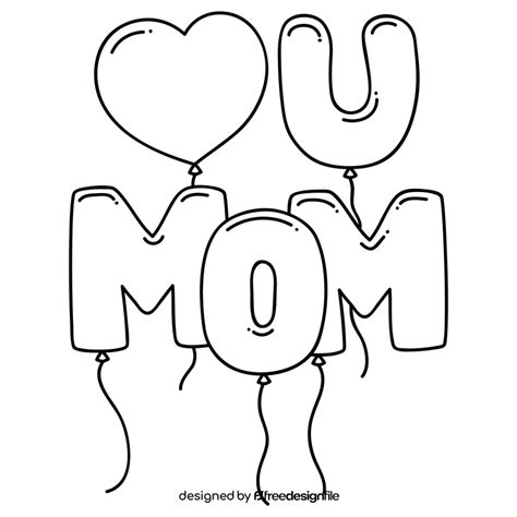 Mothers day balloon love heart drawing black and white clipart free download