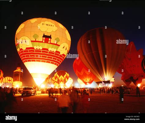 Balloons at Albuquerque international hot air balloon fiesta night glow Stock Photo - Alamy