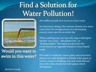 Find a solution for water pollution