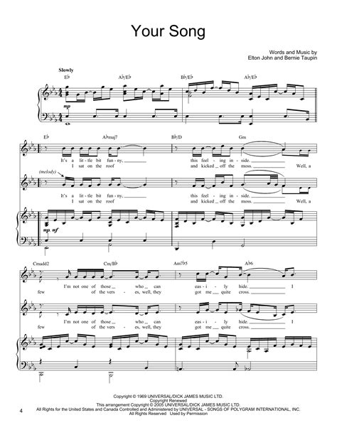 Elton John - Your Song sheet music