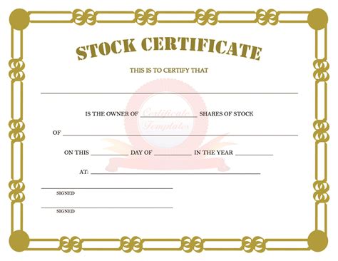 Printable Stock Certificate Format In Word