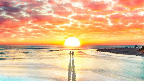 Beach Couple Watching Sunset 4k Wallpaper,HD Artist Wallpapers,4k Wallpapers,Images,Backgrounds ...