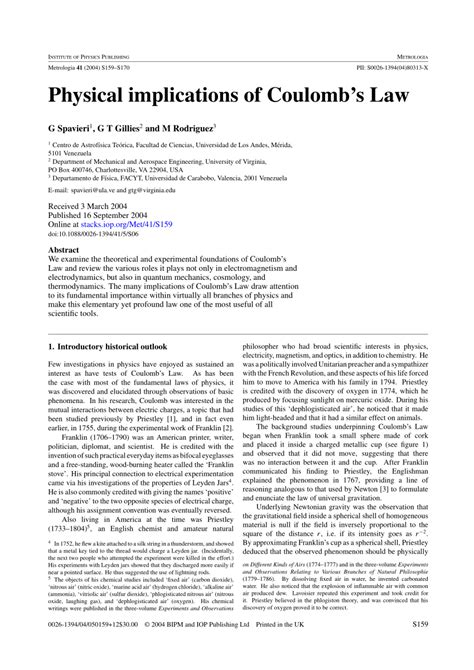 (PDF) Physical implications of Coulomb's Law