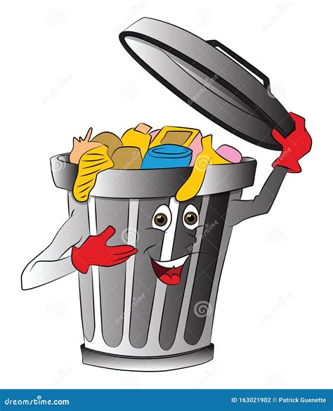 Vector of Overloaded Dustbin Holding Lid Stock Vector - Illustration of ...