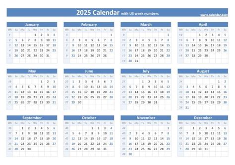 2025 calendar with week numbers