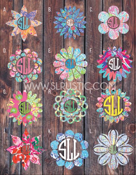 Lilly Pulitzer inspired Flower monogram decal | Monogram stickers ...