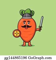 2 Cute Cartoon Carrot Viking Pirate Holding Sword Clip Art | Royalty Free - GoGraph