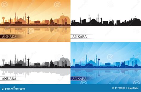 Ankara City Skyline Silhouette Set Stock Vector - Illustration of city ...