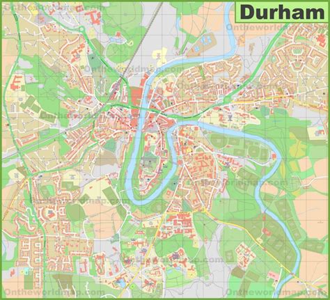 Detailed map of Durham - Ontheworldmap.com