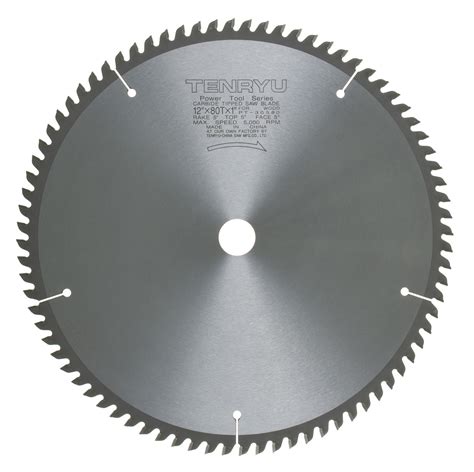 Power Tool Saw Blade, 12" Dia, 80T, 0.094" Kerf, 1" Arbor, Tenryu PT-30580