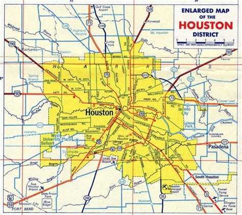 1954 Houston Map: The Galleria was just barely in the western edge of ...