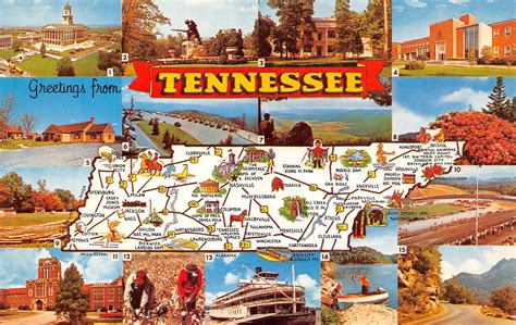 Tennessee State Map Vintage Postcard Views | Etsy