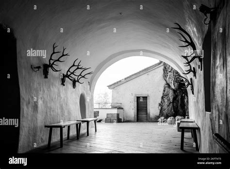 PREDJAMA, SLOVENIA - October 02, 2022 - Famous medieval cave castle in ...