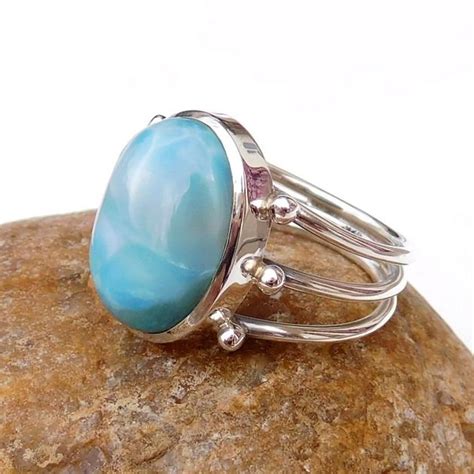 Beautiful Larimar Ring Natural Larimar Ring Sterling Silver - Etsy