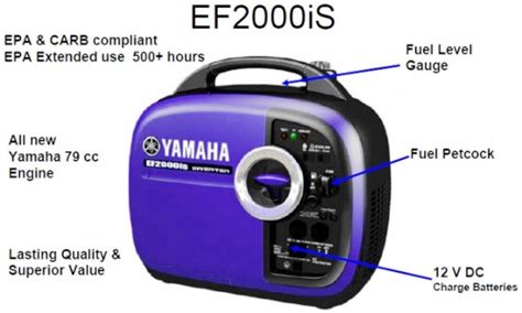 Yamaha EF2000iS Inverter Generator, Very quiet 51~61 decibels, 2000 ...