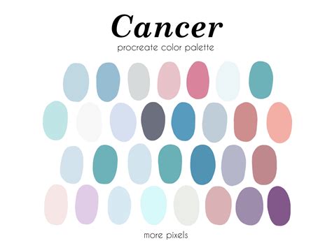 Cancer Procreate Color Palette, Zodiac Color Palette, Hex Code, Ipad ...