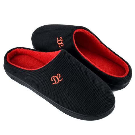 DL Men's Memory Foam Indoor-Outdoor Slippers - Comfy, Non-Slip, House ...