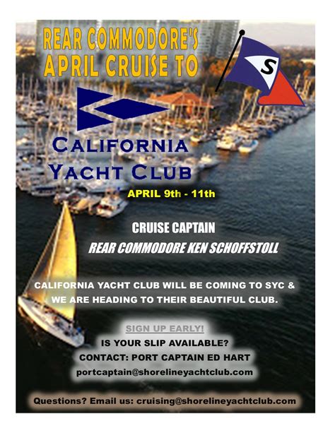 Rear Commodore's Cruise to California Yacht Club - Events - Shoreline ...