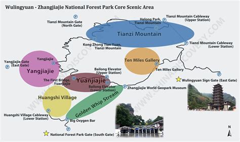 Zhangjiajie National Forest Park Map