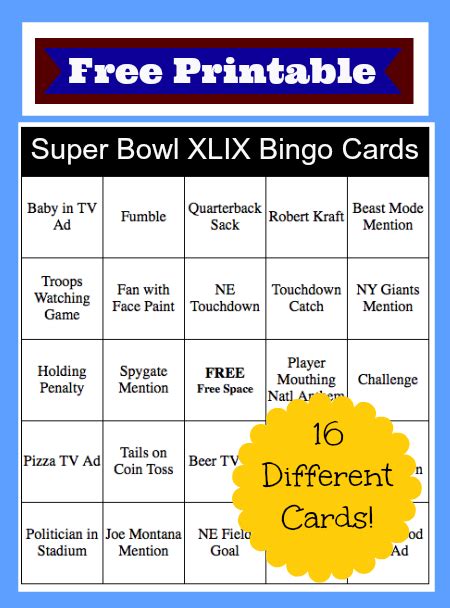 2015 Super Bowl Bingo Cards – FREE Printable! - Thrifty Jinxy