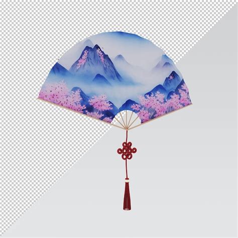 Premium PSD | Traditional chinese paper fan wall decoration