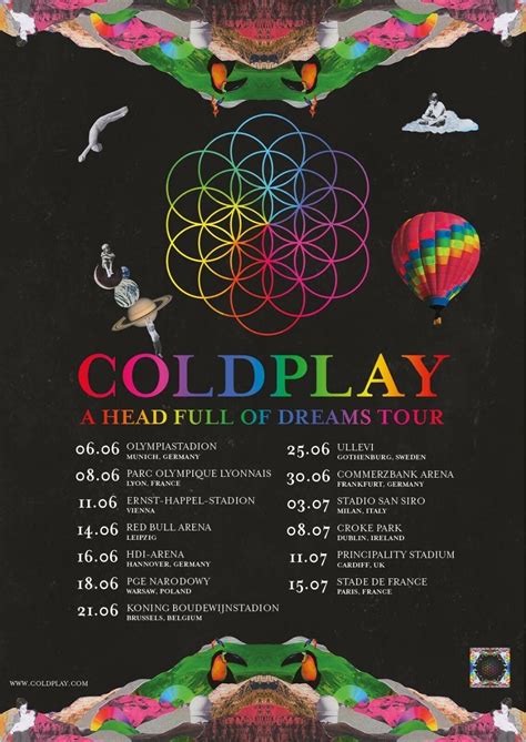 COLDPLAY "HEAD FULL OF DREAMS TOUR" 2016 EUROPEAN CONCERT POSTER -Alt ...