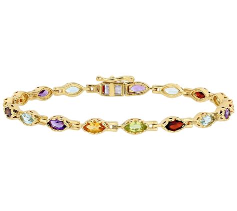 18K Gold-Plated Sterling 4.50 cttw Multi-Gemstone Bracelet - QVC.com