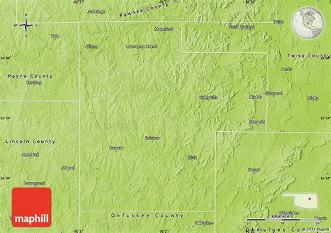 Physical Map of Creek County